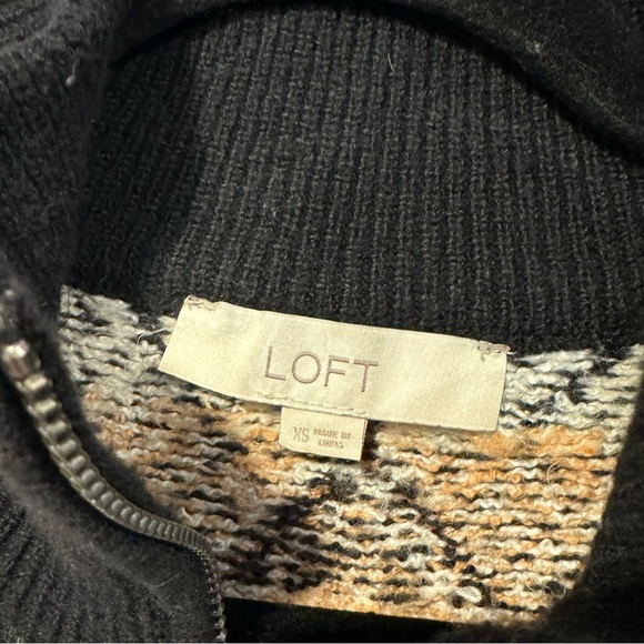 Loft oversized black and brown quarter zip sweater - Picture 2 of 3